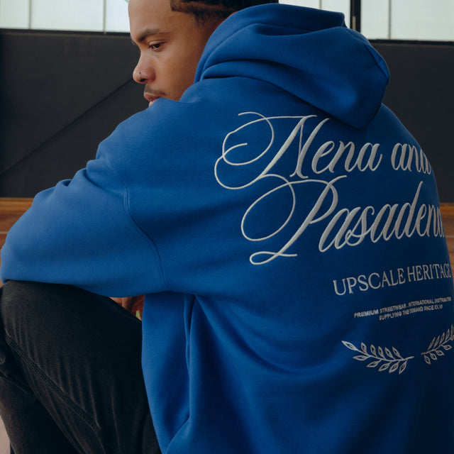 Etiquette Box Fit Hoodie Cobalt Blue