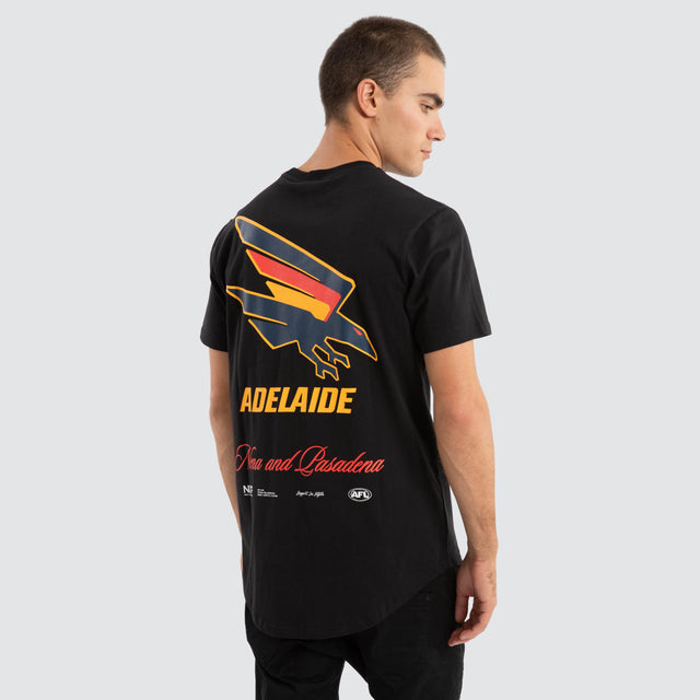 Model Wears Adelaide Crows AFL Prime Tee Jet Black T-Shirts in Black - Image 1