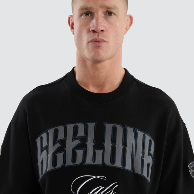 Geelong Cats Game-On Loopback Tee Jet Black
