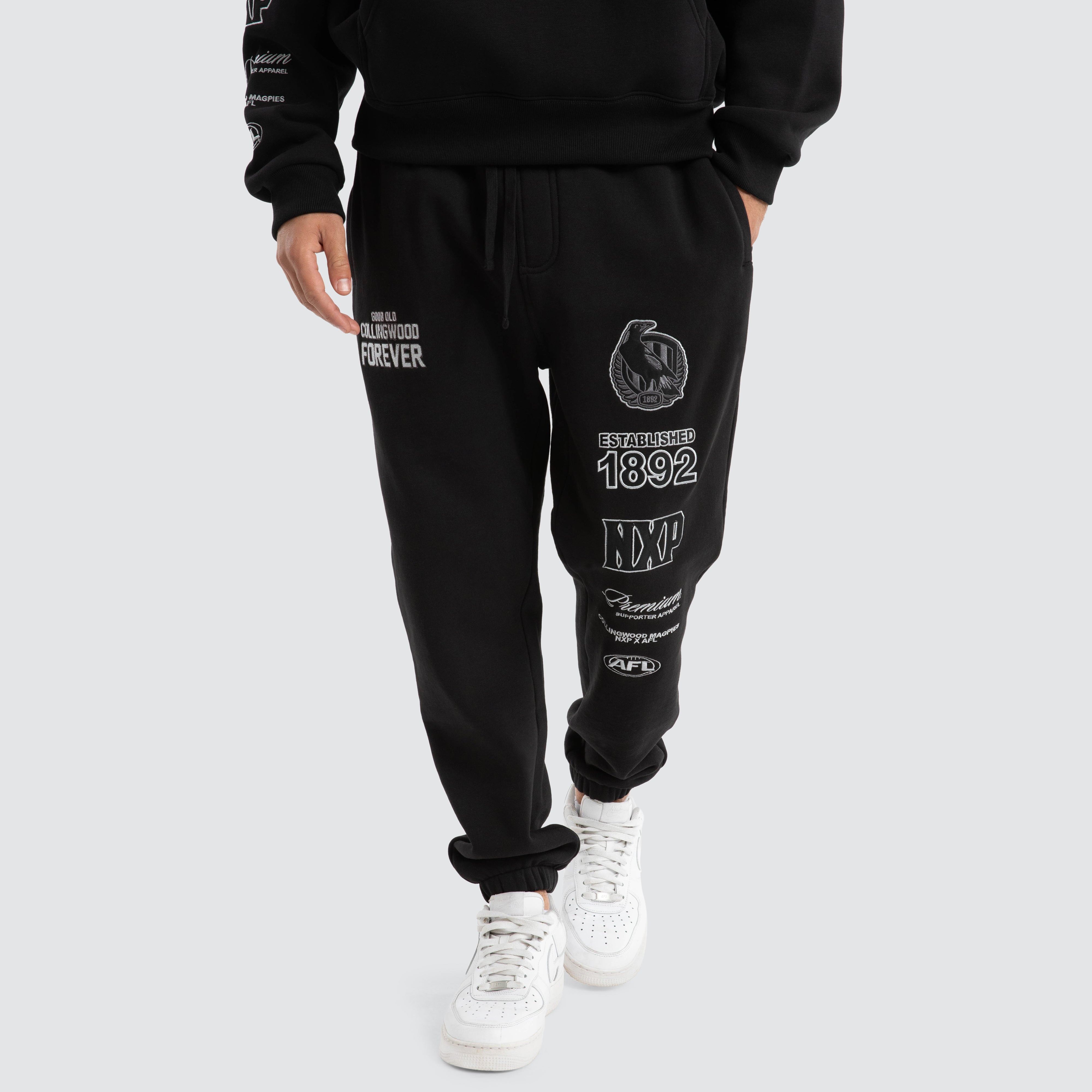 Collingwood Magpies AFL Mono Trackpants in Black | NXP