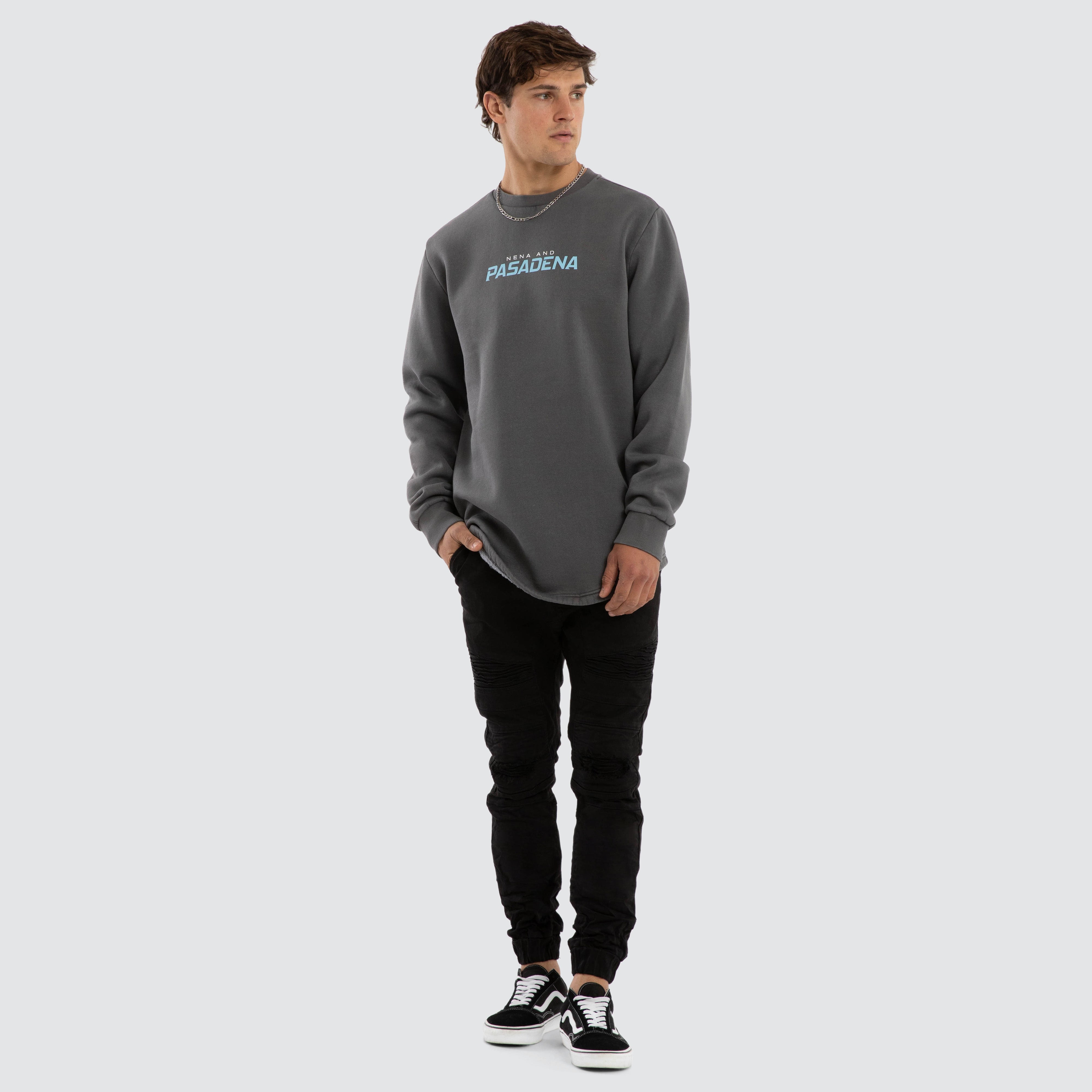System Curved Hem Sweater Pigment Grey | NXP