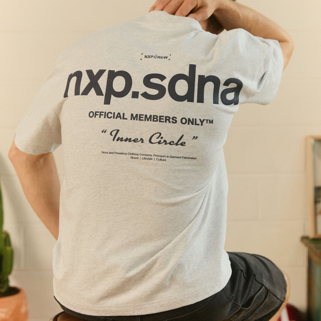 Model Wears Contagent Street Tee Snow Marle T-Shirts in Grey - Image 2