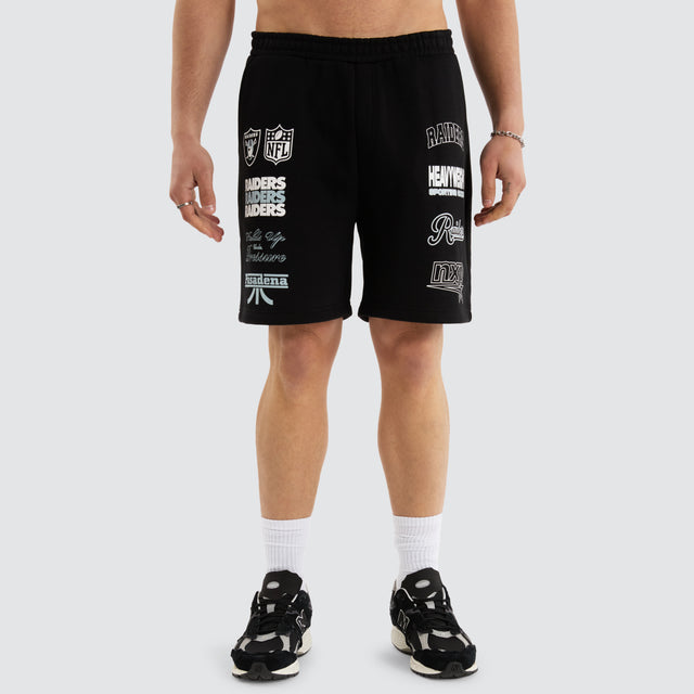 Model Wears Las Vegas Shorts  Jet Black Shorts in Black - Image 6
