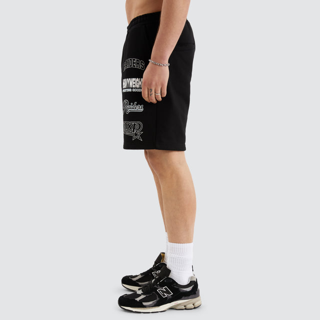 Model Wears Las Vegas Shorts  Jet Black Shorts in Black - Image 7