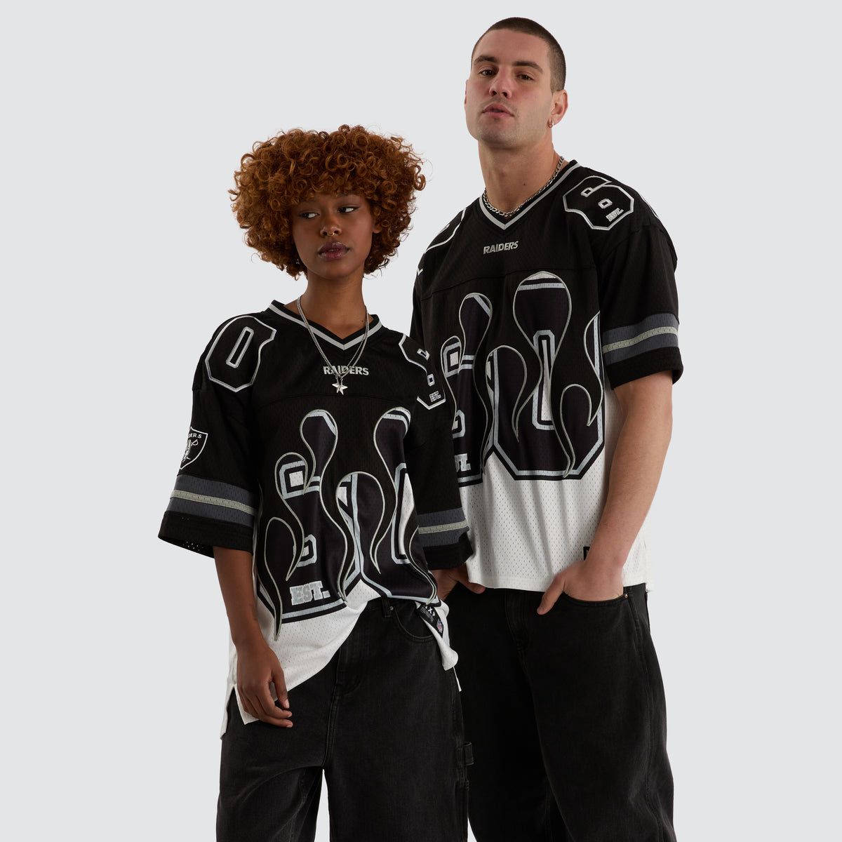 NXP x NFL Las Vegas Raiders Flame Jersey in Black/White Nena And Pasadena