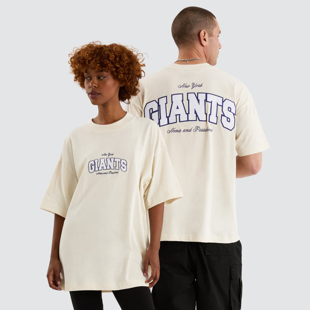 Model Wears New York Giants NFL Raptor Tee Tofu T-Shirts in Off-White - Image 3