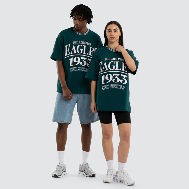 Model wears Philadelphia Eagles Game Tee Midnight Green T-Shirts in Green - Image 1