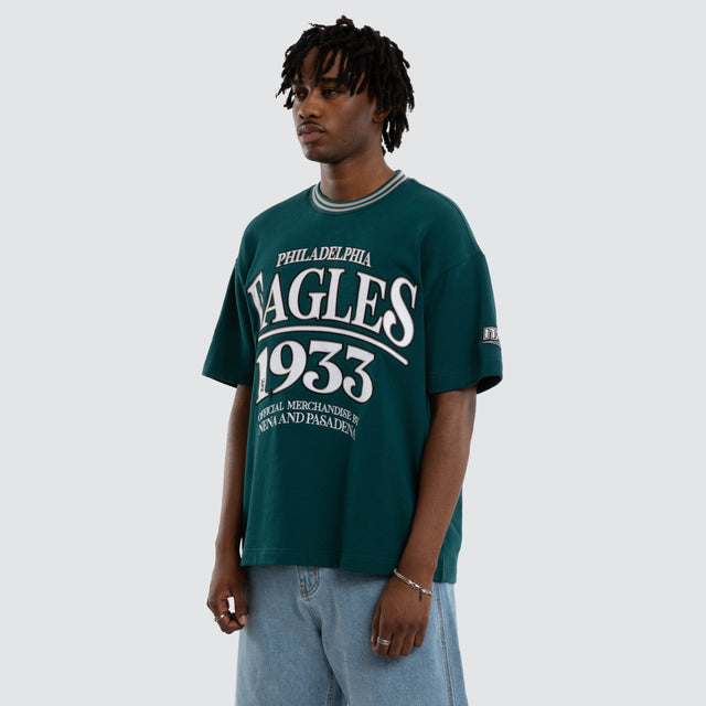 Model wears Philadelphia Eagles Game Tee Midnight Green T-Shirts in Green - Image 5