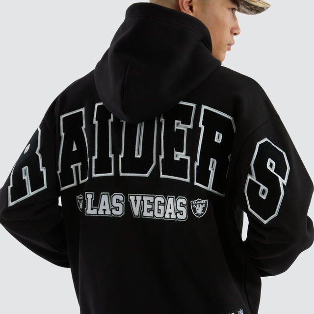 Model wears Las Vegas Raiders Surround Hoodie Jet Black Hoodies in Black - Image 7