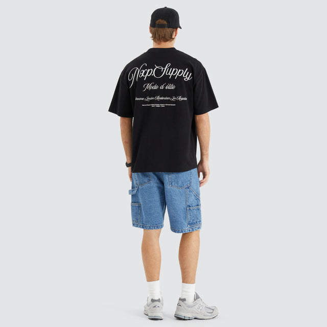 Model Wears Index Heavy Street Tee Jet Black T-Shirts in Black - Image 5