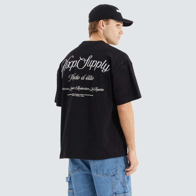 Model Wears Index Heavy Street Tee Jet Black T-Shirts in Black - Image 1