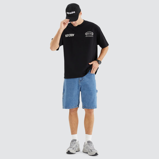 Model Wears Index Heavy Street Tee Jet Black T-Shirts in Black - Image 4