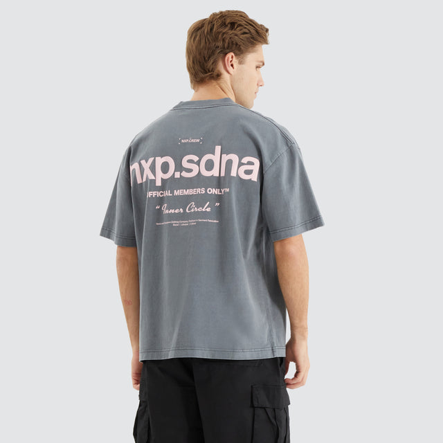 Model Wears Contagent Street Tee Pigment Charcoal Grey T-Shirts in Grey - Image 2