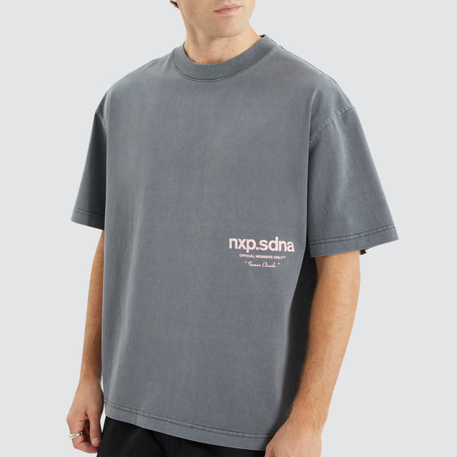 Model Wears Contagent Street Tee Pigment Charcoal Grey T-Shirts in Grey - Image 3