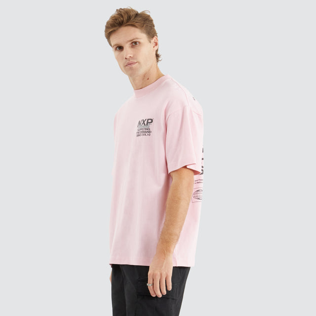 Model Wears Demand Street Tee Orchid Pink T-Shirts in Pink - Image 5