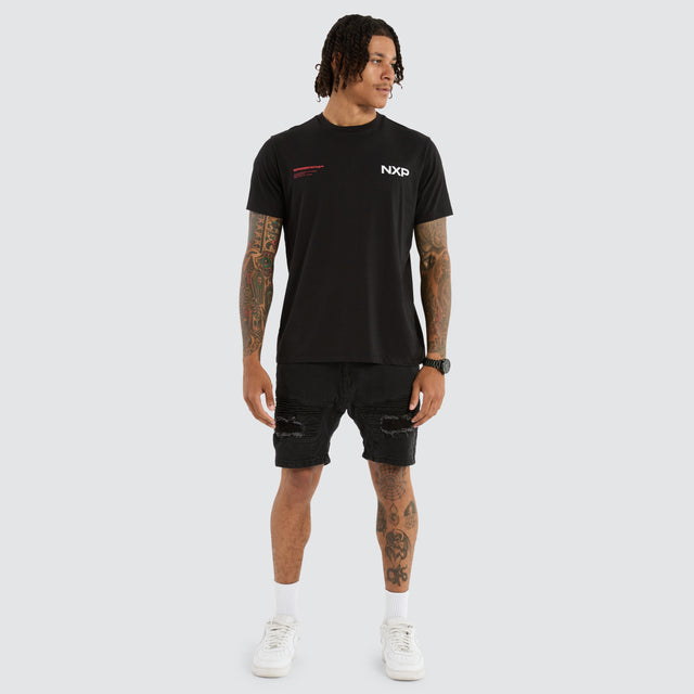 Model Wears Brace Standard Tee Jet Black T-Shirts in Black - Image 1