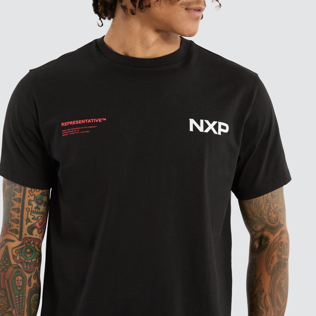 Model Wears Brace Standard Tee Jet Black T-Shirts in Black - Image 3