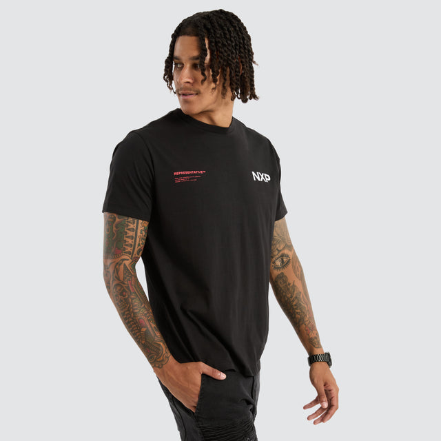 Model Wears Brace Standard Tee Jet Black T-Shirts in Black - Image 4