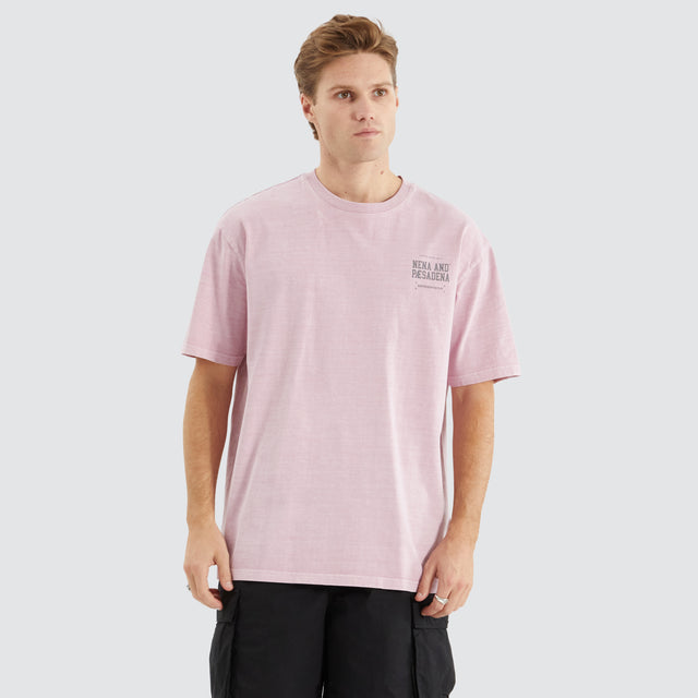 Model Wears Compact Box Fit Tee Pigment Pink T-Shirts in Pink - Image 2