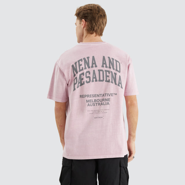 Model Wears Compact Box Fit Tee Pigment Pink T-Shirts in Pink - Image 1