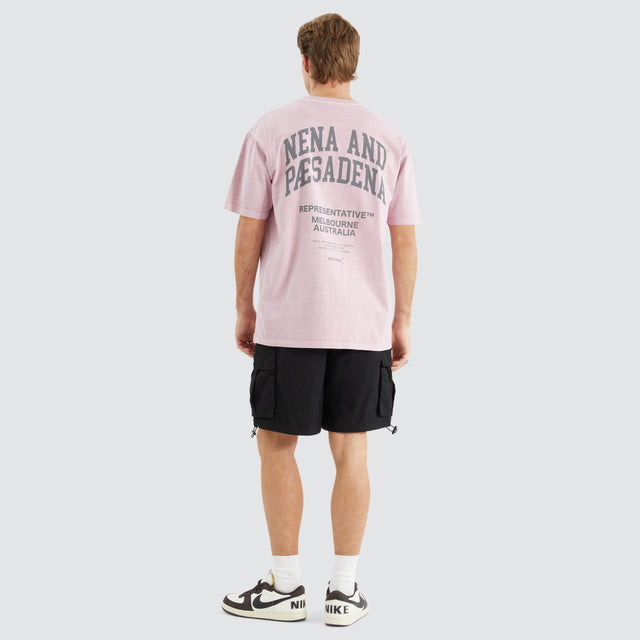 Model Wears Compact Box Fit Tee Pigment Pink T-Shirts in Pink - Image 5