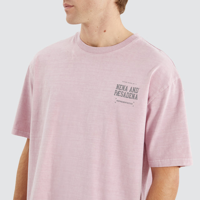Model Wears Compact Box Fit Tee Pigment Pink T-Shirts in Pink - Image 3