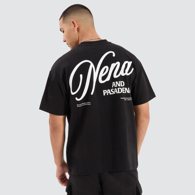 Model Wears Control Raptor Tee Jet Black T-Shirts in Black - Image 1