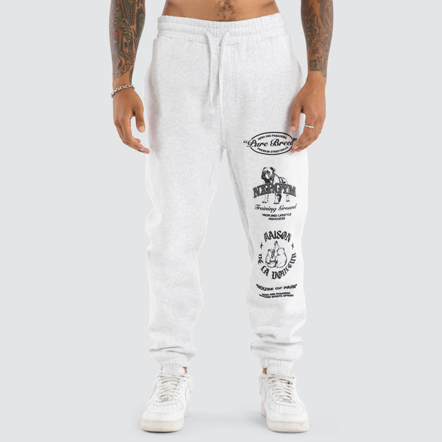 Model Wears Maison Trackpant Snow Marle Grey Trackpants in Grey - Image 1