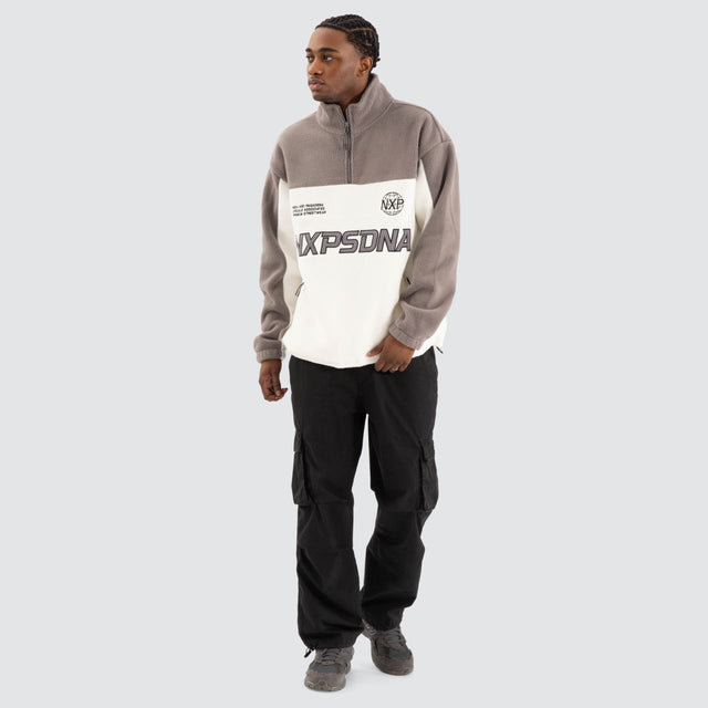 Model Wears Lineage Pullover Sweater Steel Grey Pullover in Grey - Image 2