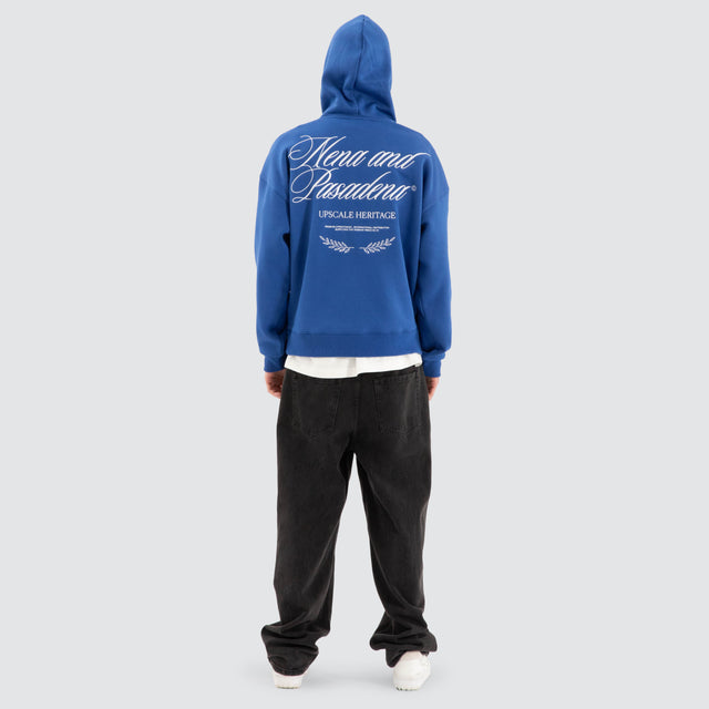 Etiquette Box Fit Hoodie Cobalt Blue