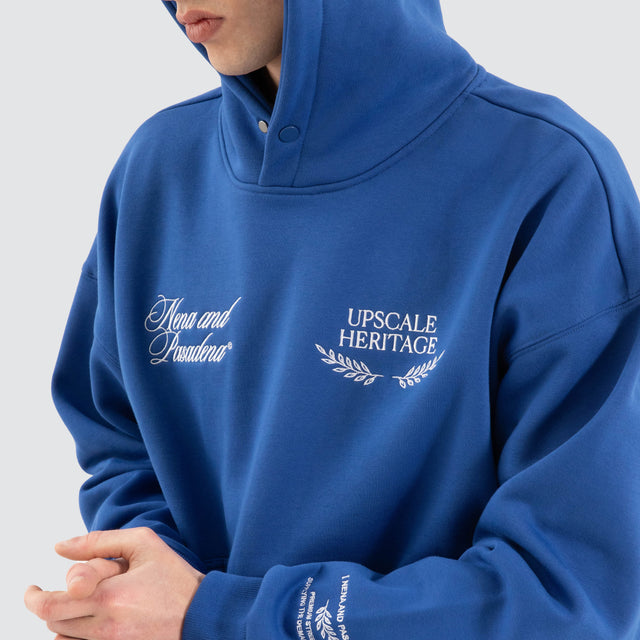 Etiquette Box Fit Hoodie Cobalt Blue