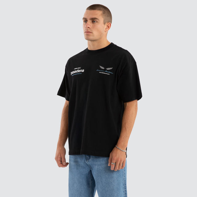 Model Wears Anomaly Raptor Tee Jet Black T-Shirts in Black - Image 4