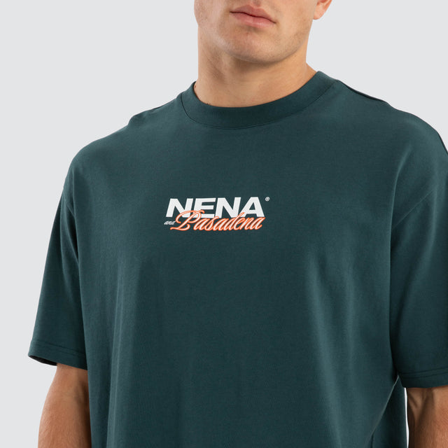 Model Wears Artillery Box Fit Tee Sea Moss T-Shirts in Green - Image 3