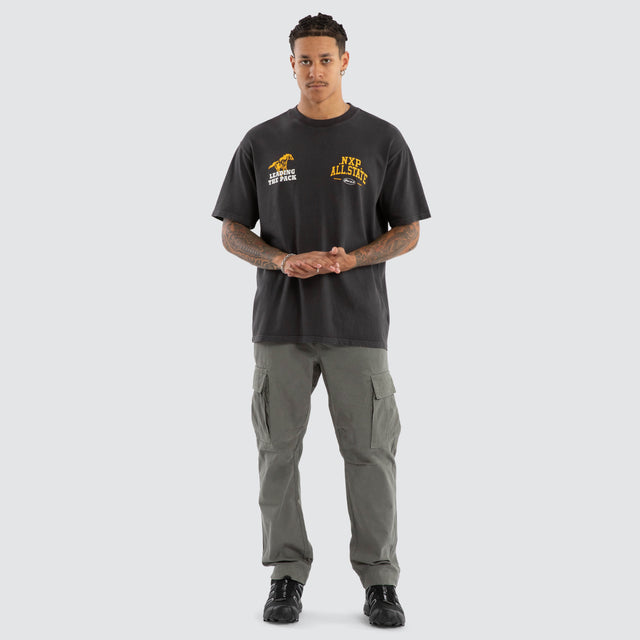 Model wears All State Box Fit Tee Pigment Black T-Shirts in Black - Image 5