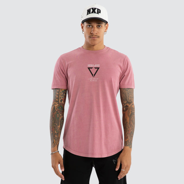Model wears Wave Curved Hem Tee in Pink T-Shirts in Pink - Image 2