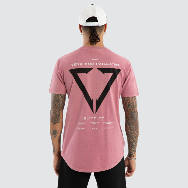 Model wears Wave Curved Hem Tee in Pink T-Shirts in Pink - Image 1