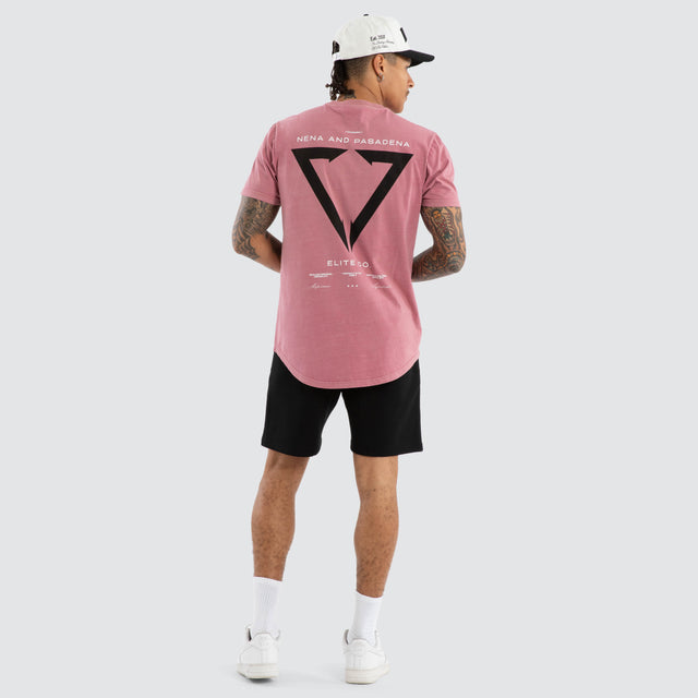 Model wears Wave Curved Hem Tee in Pink T-Shirts in Pink - Image 4