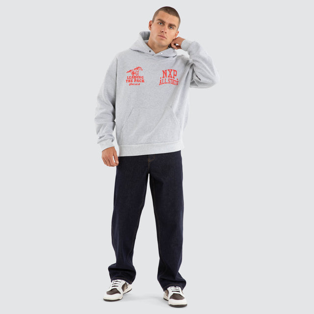 Model wears Pack Box Fit Hoodie Grey Marle Hoodies in Grey - Image 5