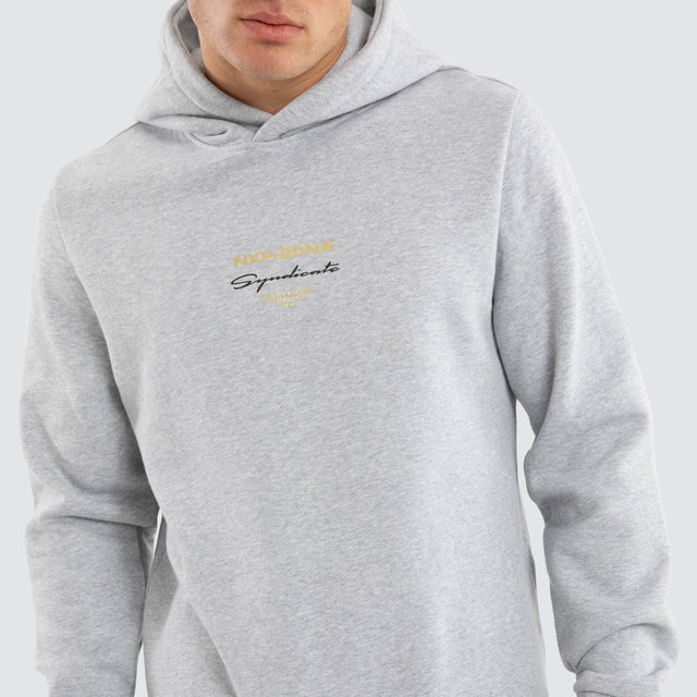 Gold Line Dual Curved Hoodie Grey Marle