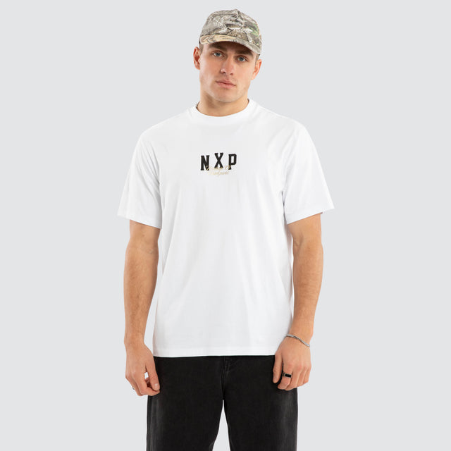 Model wears Game Classic Tee Optical White T-Shirts in White - Image 1