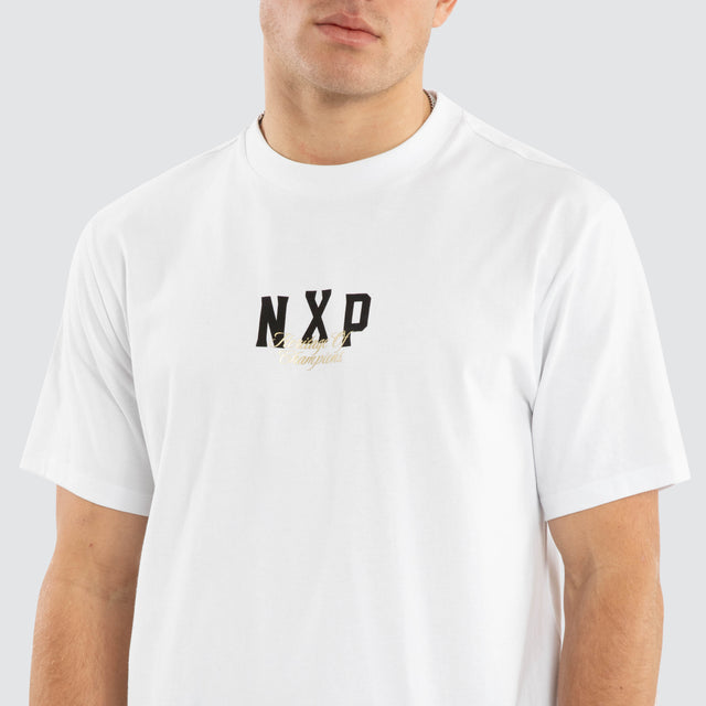 Model wears Game Classic Tee Optical White T-Shirts in White - Image 3