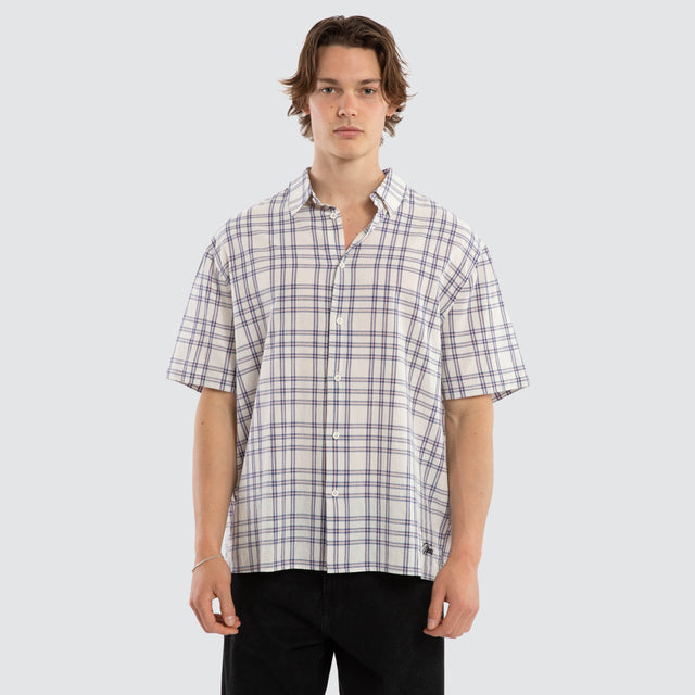 Dimension Boxy Shirt Natural White Check