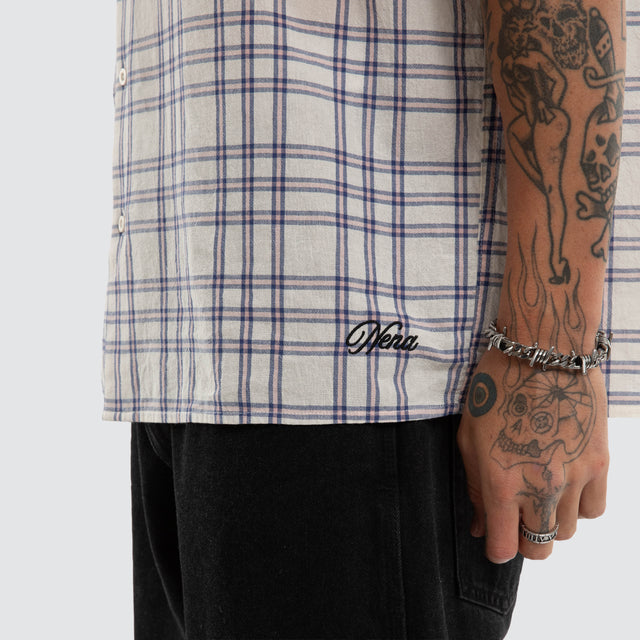 Dimension Boxy Shirt Natural White Check