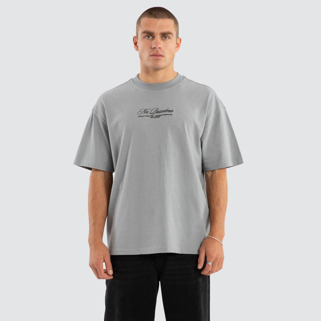 Model wears Upscale Raptor Tee Pigment Ultimate Grey T-Shirts in Grey - Image 2