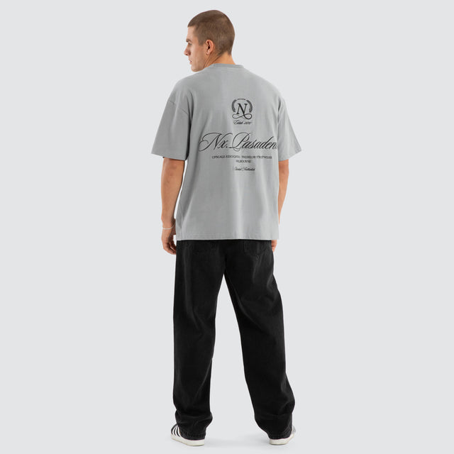 Model wears Upscale Raptor Tee Pigment Ultimate Grey T-Shirts in Grey - Image 6