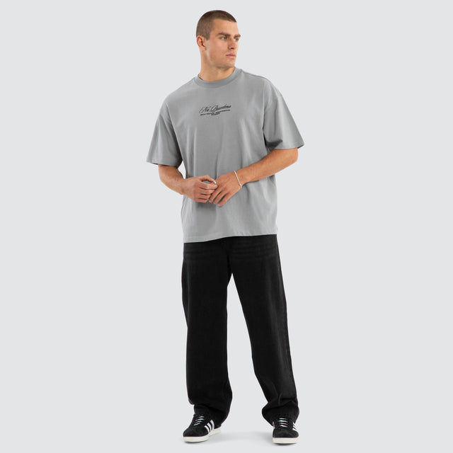 Model wears Upscale Raptor Tee Pigment Ultimate Grey T-Shirts in Grey - Image 5