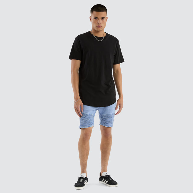 Model Wears Spitfire Denim Short Elgin Blue Shorts in Blue - Image 2