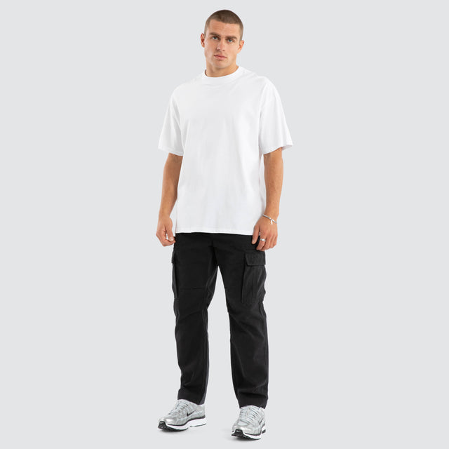Model Wears League Cargo Pant Black Pants in Black - Image 2