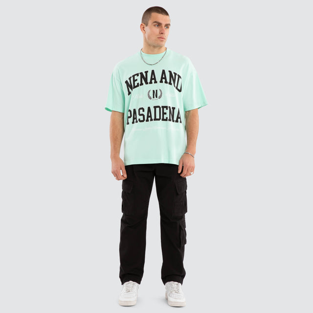 Model wears Dominance Raptor Tee Brook Green T-Shirts in Green - Image 5
