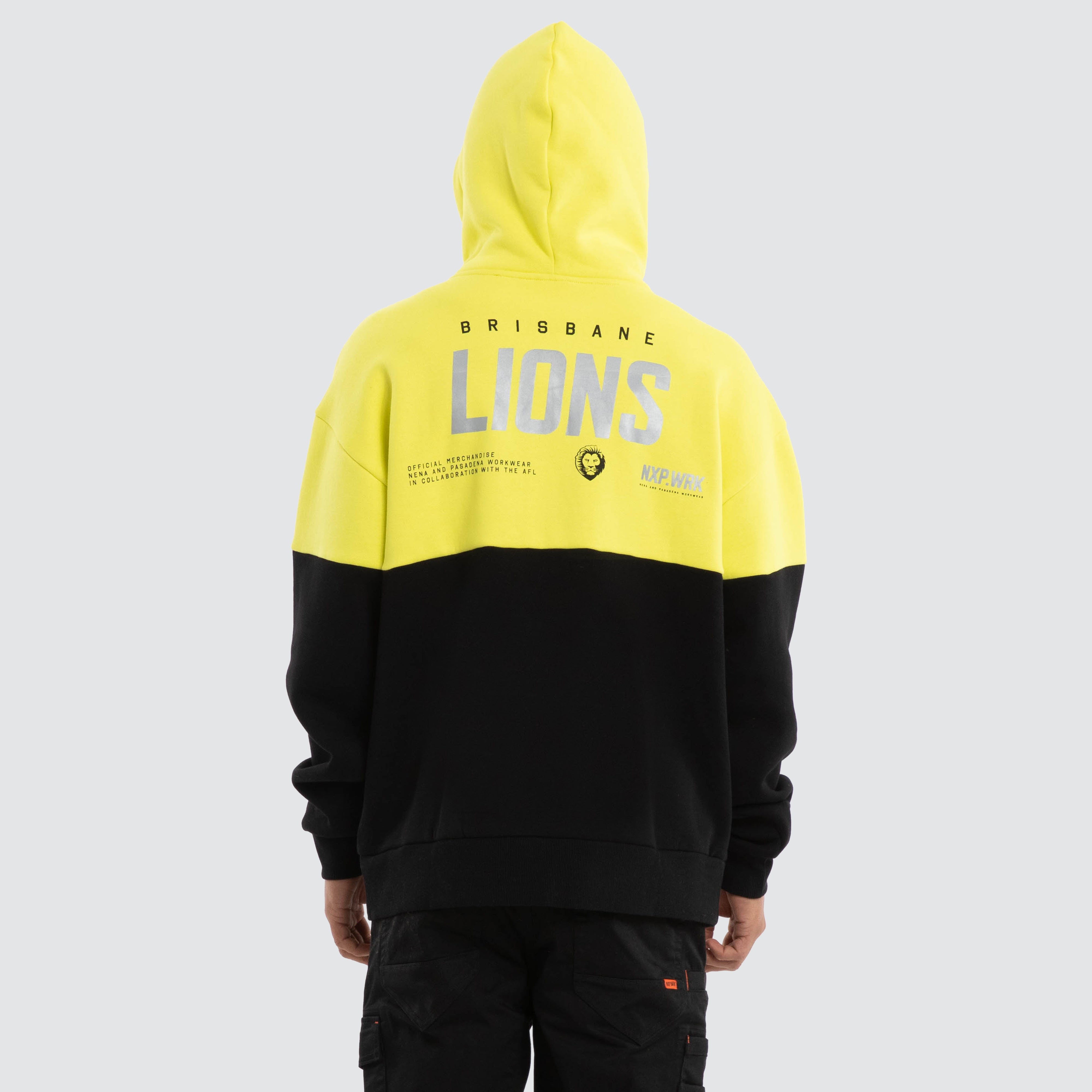 新品 Lig. pullover hoodie Brisbane Lions Block Hoodie Yellow Black | NXP